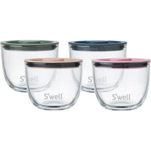 imageSwell 12oz Glass Prep Bowl Set of 4 For Easy Meal Prep Black Made From Durable Tempered Glass Nests Inside 215oz Swell EatsVintage Pastels