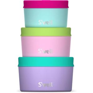 imageSwell Stainless Steel Food Canister Set Of Three 10oz 16oz and 24oz Tropical Smoothie Single Walled Durable Construction BPA Free Dishwasher SafePastel Paradise