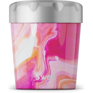 imageSwell Stainless Steel Ice Cream Chiller 16oz Rose Agate Triple Layered Vacuum Insulated Container Keeps Ice Cream Frozen For Up To Four Hours BPA FreeRose Agate