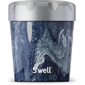 imageSwell Stainless Steel Ice Cream Chiller 16oz Rose Agate Triple Layered Vacuum Insulated Container Keeps Ice Cream Frozen For Up To Four Hours BPA FreeAzurite Marble