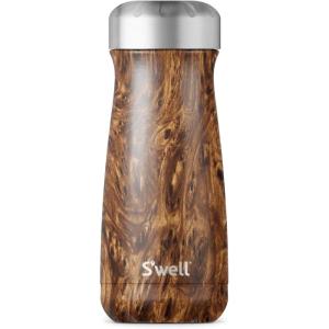 imageSwell Stainless Steel Traveler 16oz Teakwood Triple Layered Vacuum Insulated Containers Keeps Drinks Cold for 24 Hours and Hot for 12 BPA Free Easy Carrying On the GoTeakwood