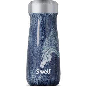 imageSwell Stainless Steel Traveler 16oz Teakwood Triple Layered Vacuum Insulated Containers Keeps Drinks Cold for 24 Hours and Hot for 12 BPA Free Easy Carrying On the GoAzurite Marble