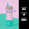 imageSwell Stainless Steel Traveler with Flip Straw Lid 16oz Dragonfruit Triple Layered Vacuum Insulated Containers Keeps Drinks Cold for 24 Hours BPA Free Easy Carrying On the GoPastel Paradise