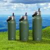 imageSwell Recycled Stainless Steel Explorer with Flip Straw Lid and Handle 40oz Green Jasper Triple Layered Vacuum Insulated Containers Keeps Drinks Cold for 54 Hours and Hot for 12Green Jasper