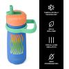 imageSwell Stainless Steel Kids Traveler with Flip Straw Lid 16oz Pink Petal Triple Layered Vacuum Insulated Containers Keeps Drinks Cold for 24 Hours BPA Free Easy Carrying On the GoBlue Chill