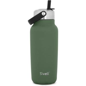imageSwell Recycled Stainless Steel Explorer with Flip Straw Lid 32oz Onyx Triple Layered Vacuum Insulated Containers Keeps Drinks Cold for 42 Hours and Hot for 10Green Jasper