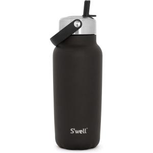 imageSwell Recycled Stainless Steel Explorer with Flip Straw Lid 32oz Onyx Triple Layered Vacuum Insulated Containers Keeps Drinks Cold for 42 Hours and Hot for 10Onyx