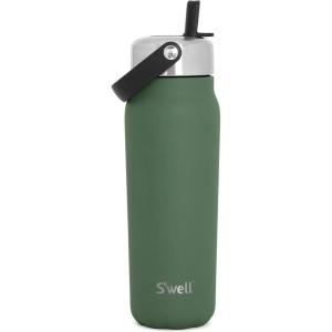 imageSwell Recycled Stainless Steel Explorer with Flip Straw Lid and Handle 40oz Green Jasper Triple Layered Vacuum Insulated Containers Keeps Drinks Cold for 54 Hours and Hot for 12Green Jasper