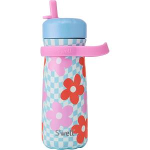 imageSwell Stainless Steel Kids Traveler with Flip Straw Lid 16oz Pink Petal Triple Layered Vacuum Insulated Containers Keeps Drinks Cold for 24 Hours BPA Free Easy Carrying On the GoPink Petal
