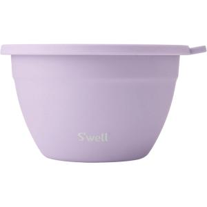 imageSwell Stainless Steel Salad Bowl Kit 64oz Lilac Comes with 2oz Mini Canister and Removable Tray for Organization Leakproof Easy to Clean Dishwasher Safe