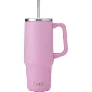 imageSwell Recycled Stainless Steel Tumbler XL with Straw and Handle 30oz Hydrangea Pink Triple Layered Vacuum Insulated Containers Keeps Drinks Cold for 36 hours and Hot for 9Hydrangea Pink
