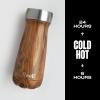 imageSwell Stainless Steel Traveler with Commuter Lid 16oz Teakwood Triple Layered Vacuum Insulated Containers Keeps Drinks Cold for 24 Hours and Hot for 6 BPA Free Easy Carrying On the Go