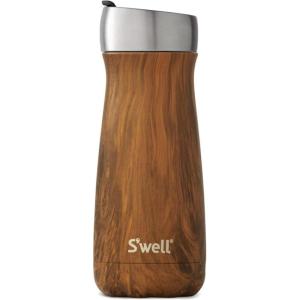 imageSwell Stainless Steel Traveler with Commuter Lid 16oz Teakwood Triple Layered Vacuum Insulated Containers Keeps Drinks Cold for 24 Hours and Hot for 6 BPA Free Easy Carrying On the Go