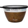 imageSwell Stainless Steel Salad Bowl Kit 64oz Desert Sky Comes with 2oz Mini Canister and Removable Tray for Organization Leakproof Easy to Clean Dishwasher SafeTeakwood