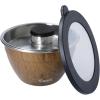 imageSwell Stainless Steel Salad Bowl Kit 64oz Desert Sky Comes with 2oz Mini Canister and Removable Tray for Organization Leakproof Easy to Clean Dishwasher SafeTeakwood