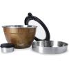 imageSwell Stainless Steel Salad Bowl Kit 64oz Desert Sky Comes with 2oz Mini Canister and Removable Tray for Organization Leakproof Easy to Clean Dishwasher SafeTeakwood