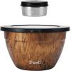 imageSwell Stainless Steel Salad Bowl Kit 64oz Desert Sky Comes with 2oz Mini Canister and Removable Tray for Organization Leakproof Easy to Clean Dishwasher SafeTeakwood