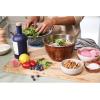 imageSwell Stainless Steel Salad Bowl Kit 64oz Desert Sky Comes with 2oz Mini Canister and Removable Tray for Organization Leakproof Easy to Clean Dishwasher SafeTeakwood