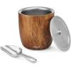 imageSwell Stainless Steel Ice Bucket XL 100oz Teakwood Includes Lid And Scoop Triple Layered Vacuum Insulated Container Keeps Ice Colder for Longer BPA Free BarwareTeakwood