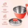 imageSwell Stainless Steel Salad Bowl Kit 64oz Radiant Coral Comes with 2oz Mini Canister and Removable Tray for Organization Leakproof Easy to Clean Dishwasher Safe