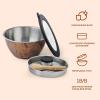 imageSwell Stainless Steel Salad Bowl Kit XL 184oz Onyx Includes 5oz Canister For Dressing Serving Utensils and Removable Tray Leakproof Easy to Clean Dishwasher and Refrigerator SafeTeakwood