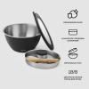 imageSwell Stainless Steel Salad Bowl Kit XL 184oz Onyx Includes 5oz Canister For Dressing Serving Utensils and Removable Tray Leakproof Easy to Clean Dishwasher and Refrigerator SafeOnyx