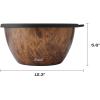 imageSwell Stainless Steel Salad Bowl Kit XL 184oz Onyx Includes 5oz Canister For Dressing Serving Utensils and Removable Tray Leakproof Easy to Clean Dishwasher and Refrigerator SafeTeakwood