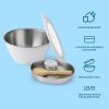 imageSwell Stainless Steel Salad Bowl Kit XL 184oz Onyx Includes 5oz Canister For Dressing Serving Utensils and Removable Tray Leakproof Easy to Clean Dishwasher and Refrigerator SafeAngel Food