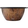 imageSwell Stainless Steel Salad Bowl Kit XL 184oz Onyx Includes 5oz Canister For Dressing Serving Utensils and Removable Tray Leakproof Easy to Clean Dishwasher and Refrigerator SafeTeakwood