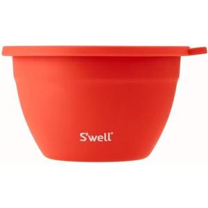 imageSwell Stainless Steel Salad Bowl Kit 64oz Radiant Coral Comes with 2oz Mini Canister and Removable Tray for Organization Leakproof Easy to Clean Dishwasher Safe