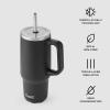 imageSwell Recycled Stainless Steel Tumbler XL with Straw and Handle 40oz Moonstone Triple Layered Vacuum Insulated Container Keeps Drinks Cold 50 hours and Hot for 10 BPA FreeOnyx