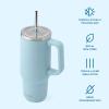 imageSwell Recycled Stainless Steel Tumbler XL with Straw and Handle 40oz Moonstone Triple Layered Vacuum Insulated Container Keeps Drinks Cold 50 hours and Hot for 10 BPA FreePowder Blue