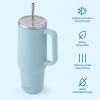 imageSwell Recycled Stainless Steel Tumbler XL with Straw and Handle 40oz Moonstone Triple Layered Vacuum Insulated Container Keeps Drinks Cold 50 hours and Hot for 10 BPA FreePowder Blue