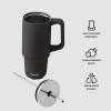 imageSwell Recycled Stainless Steel Tumbler XL with Straw and Handle 40oz Moonstone Triple Layered Vacuum Insulated Container Keeps Drinks Cold 50 hours and Hot for 10 BPA FreeOnyx
