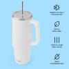 imageSwell Recycled Stainless Steel Tumbler XL with Straw and Handle 40oz Moonstone Triple Layered Vacuum Insulated Container Keeps Drinks Cold 50 hours and Hot for 10 BPA FreeMoonstone