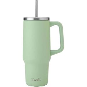 imageSwell Recycled Stainless Steel Tumbler XL with Straw and Handle 40oz Moonstone Triple Layered Vacuum Insulated Container Keeps Drinks Cold 50 hours and Hot for 10 BPA FreePistachio