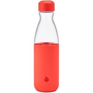 imageSwell Glass Original Water Bottle 18oz Radiant Coral Break Resistant Glass With Protective Silicone Sleeve BPA Free Zero Plastic LeakproofRadiant Coral