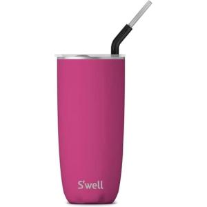 imageSwell Stainless Steel Tumbler with Straw and SlideOpen Lid 24oz Steffi Lynn x Swell Triple Layered Vacuum Insulated Containers Keeps Drinks Cold for 18 Hours and Hot for 5 BPA FreeAzalea Pink