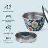 imageSwell Stainless Steel Salad Bowl Kit 64oz Midnight Botanical Comes with 2oz Mini Canister and Removable Tray for Organization Leakproof Easy to Clean Dishwasher SafeMidnight Botanical