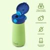 imageSwell Stainless Steel Kids Pop Top Traveler 14oz Over The Moon Triple Layered Vacuum Insulated Container Keeps Drinks Cold for 24 Hours Leakproof BPA Free Easy Carrying On The GoAurora Green