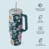 imageSwell Recycled Stainless Steel Tumbler XL with Straw and Handle 40oz Midnight Botanical Triple Layered Vacuum Insulated Container Keeps Drinks Cold 50 hours and Hot for 10 BPA FreeMidnight Botanical