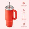 imageSwell Recycled Stainless Steel Tumbler XL with Straw and Handle 40oz Midnight Botanical Triple Layered Vacuum Insulated Container Keeps Drinks Cold 50 hours and Hot for 10 BPA FreeRadiant Coral