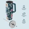 imageSwell Recycled Stainless Steel Tumbler XL with Straw and Handle 40oz Midnight Botanical Triple Layered Vacuum Insulated Container Keeps Drinks Cold 50 hours and Hot for 10 BPA FreeMidnight Botanical