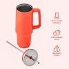 imageSwell Recycled Stainless Steel Tumbler XL with Straw and Handle 40oz Midnight Botanical Triple Layered Vacuum Insulated Container Keeps Drinks Cold 50 hours and Hot for 10 BPA FreeRadiant Coral