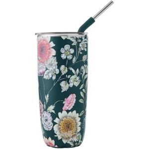 imageSwell Stainless Steel Tumbler with Straw and SlideOpen Lid 24oz Midnight Botanical Triple Layered Vacuum Insulated Containers Keeps Drinks Cold for 18 Hours and Hot for 5 BPA Free